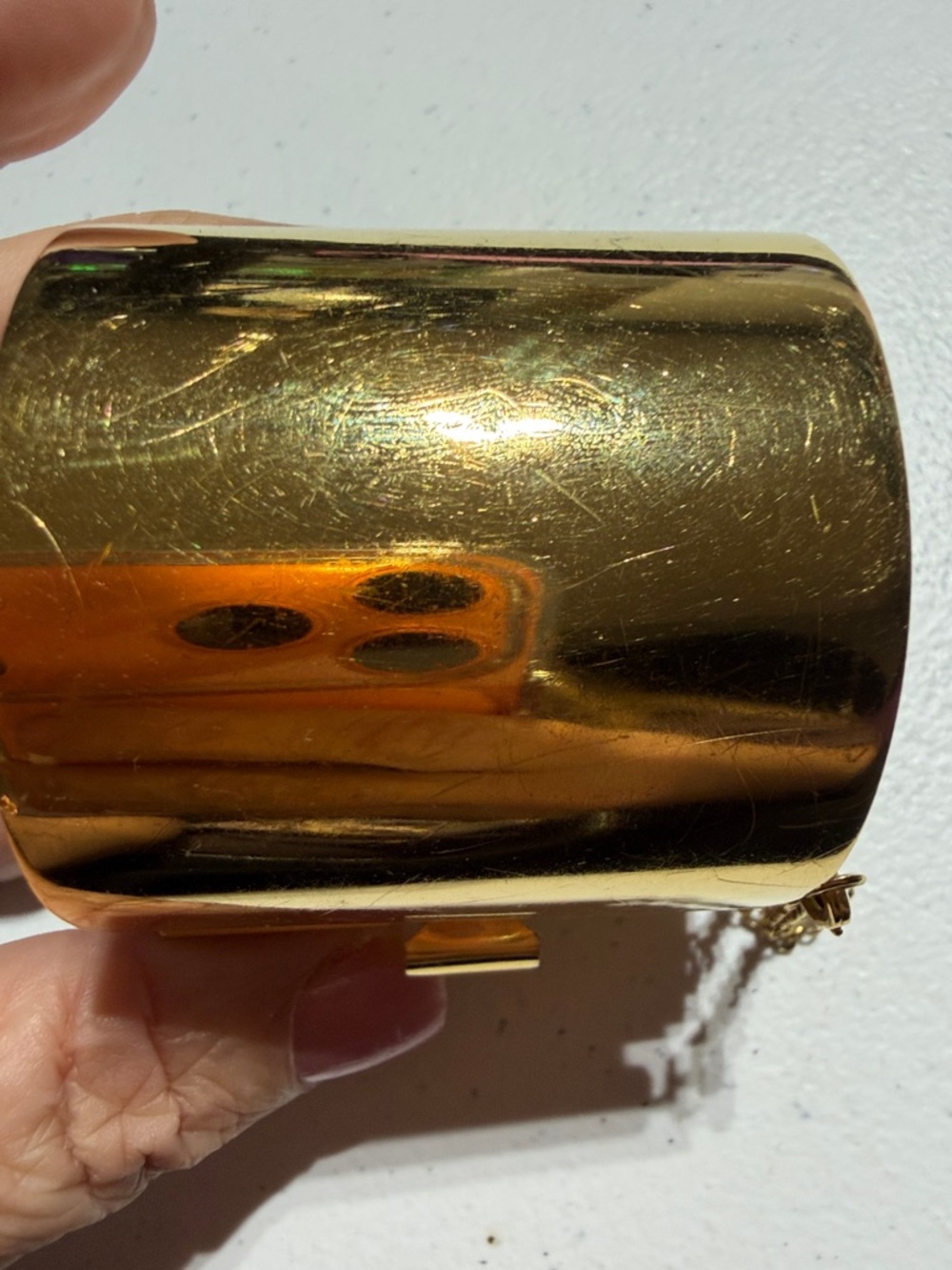 Celine Flawed Beauty Goldtone Clamper Cuff  (4) - Picture 3 of 11